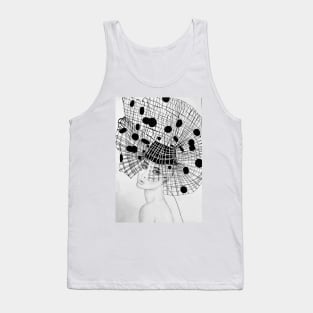 Black and White Fashion headpiece polka dot Tank Top